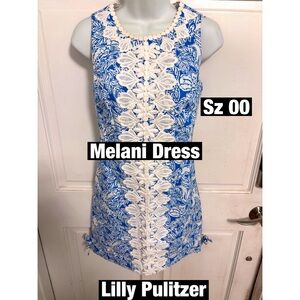 Lilly Pulitzer Melani Coastal Blue and White Sz 00 Dress